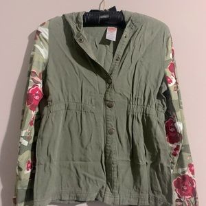 Green Hoodie, Floral Sleeves